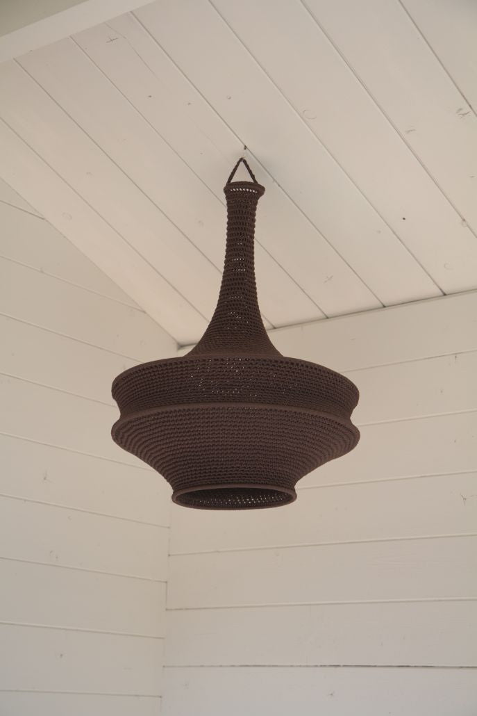 Bruine Marokkaanse Cord Lamp, sfeervolle hanglamp van gevlochten vezels