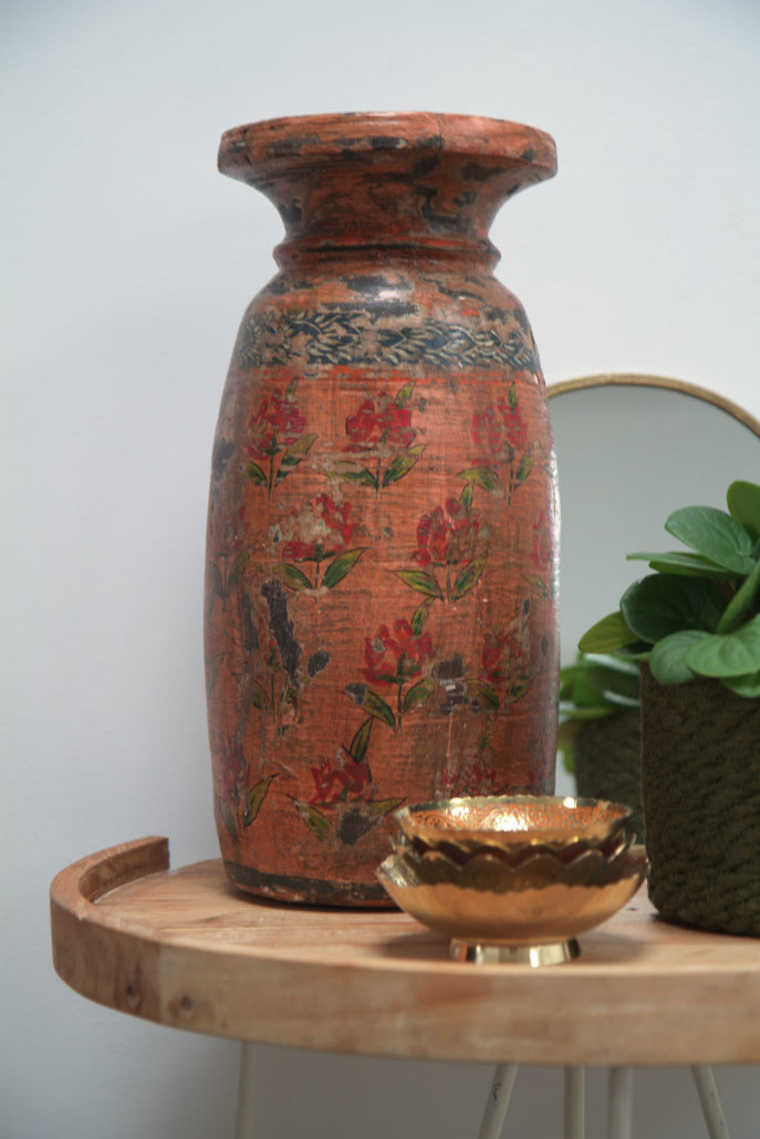 Indiase handgeschilderde houten pot Raj